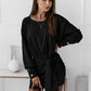 Boho Long Sleeve Slim Fit Wrap Tie Round Neck Dress