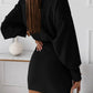 Boho Long Sleeve Slim Fit Wrap Tie Round Neck Dress