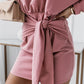 Boho Long Sleeve Slim Fit Wrap Tie Round Neck Dress