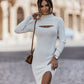 Bohemian Sexy Slim Fit Ribbed Knit Hollow Slit Midi Dress