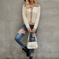 Bohemian Cropped Cable Knit Cardigan Sweater