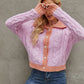 Bohemian Cropped Cable Knit Cardigan Sweater