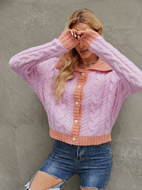 Bohemian Cropped Cable Knit Cardigan Sweater