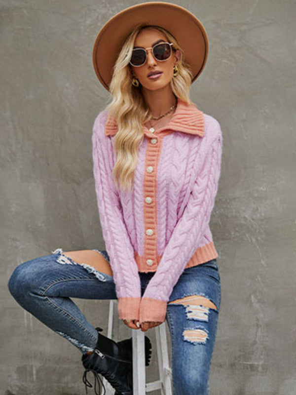 Bohemian Cropped Cable Knit Cardigan Sweater