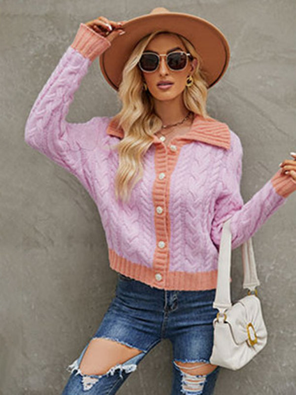 Bohemian Cropped Cable Knit Cardigan Sweater