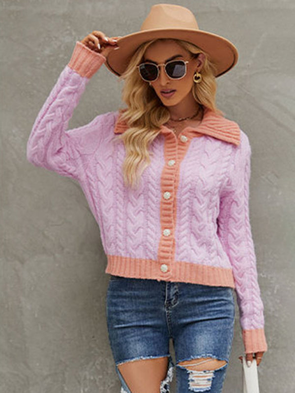 Bohemian Cropped Cable Knit Cardigan Sweater