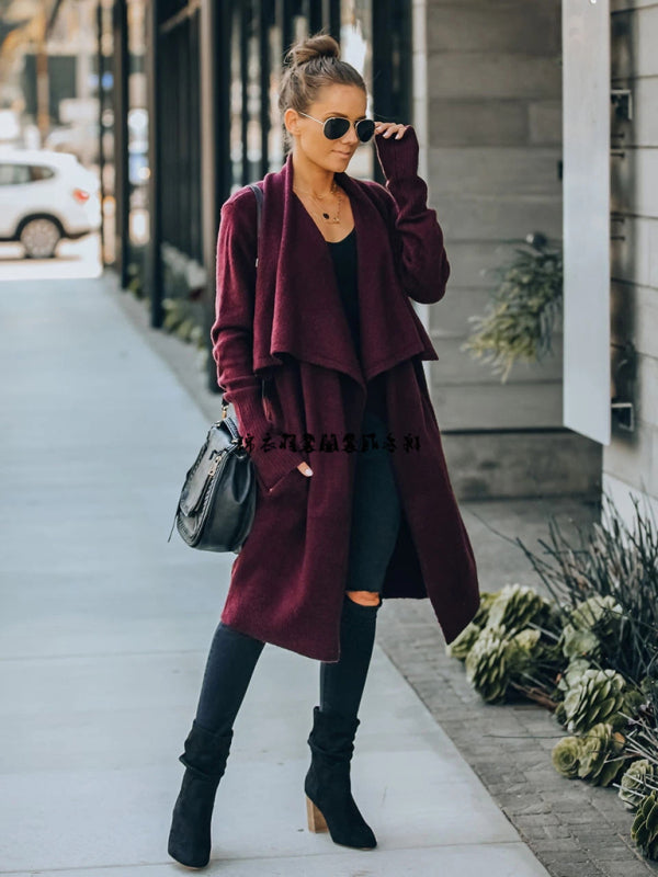 Bohemian Long Knitted Lapel Cardigan Duster Jacket