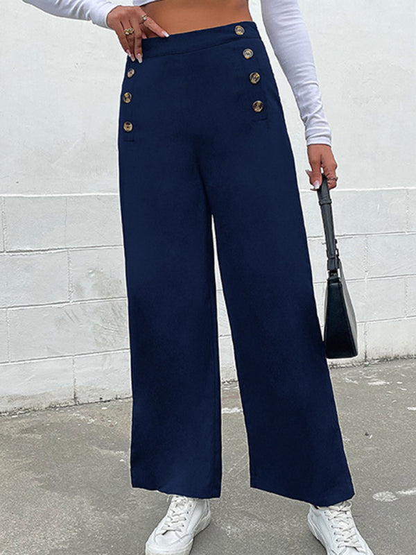 Bohemian Nautical Women's Sailor Button Casual Pants