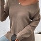 Bohemian Brown Long Sleeved V-Neck Casual Sweater