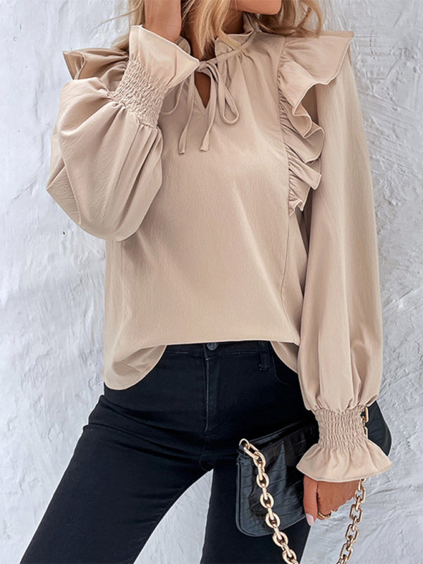Bohemian Country Women's Ruffled Long Sleeve Blouse