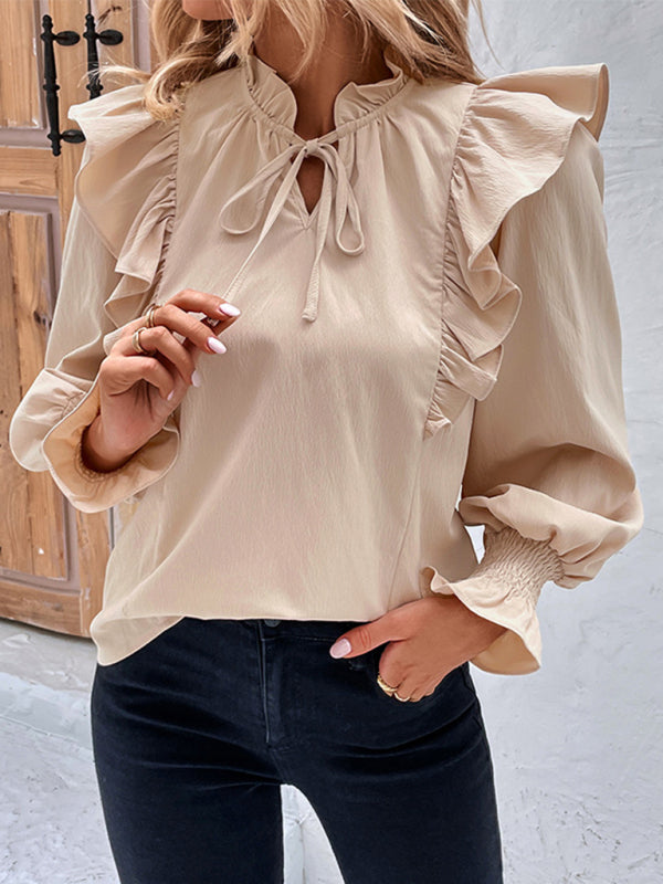 Bohemian Country Women's Ruffled Long Sleeve Blouse