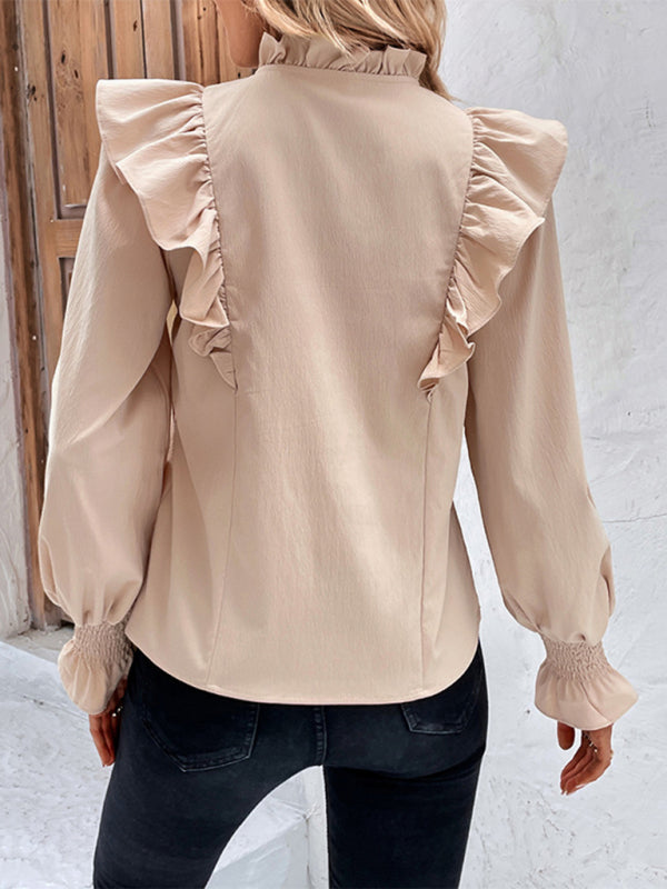 Bohemian Country Women's Ruffled Long Sleeve Blouse