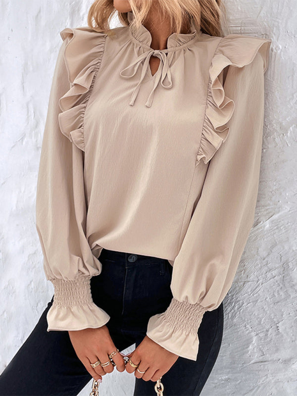Bohemian Country Women's Ruffled Long Sleeve Blouse