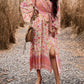 Bohemian Paisley Printed Fall Wrap Midi Dress