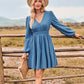Bohemian Country Fall High Waist Long Sleeve V-Neck Dess