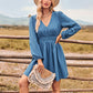 Bohemian Country Fall High Waist Long Sleeve V-Neck Dess