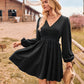 Bohemian Country Fall High Waist Long Sleeve V-Neck Dess
