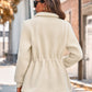 Bohemian Plush Drawstring Waist Long Sleeve Full Zip JacketBohemian Plush Drawstring Waist Long Sleeve Full Zip Jacket