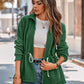 Bohemian Plush Drawstring Waist Long Sleeve Full Zip Jacket