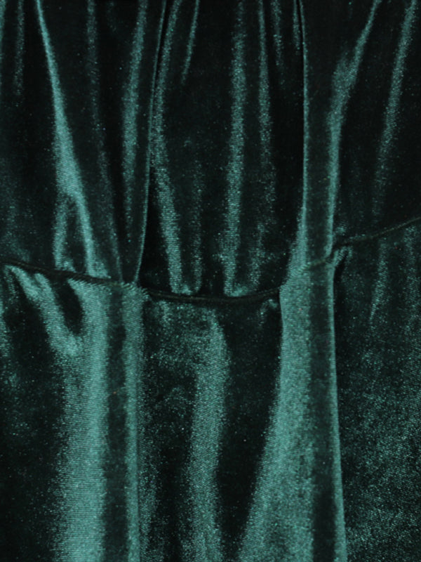 Bohemian Holiday Long Sleeve Surplice Wrap Velvet Dress