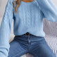Bohemian Cable Knit Lantern Sleeve Pullover Sweater