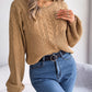 Bohemian Cable Knit Lantern Sleeve Pullover Sweater