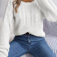Bohemian Cable Knit Lantern Sleeve Pullover Sweater