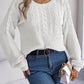 Bohemian Cable Knit Lantern Sleeve Pullover Sweater