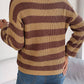 Bohemian Stripe Lapel Collar Knit Pullover Sweater