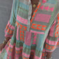Bohemian Aztec Tribal 3/4 Sleeve Women's Knee Length Dress