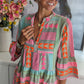 Bohemian Aztec Tribal 3/4 Sleeve Women's Knee Length Dress