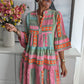Bohemian Aztec Tribal 3/4 Sleeve Women's Knee Length Dress