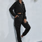 Bohemian Two-Piece Solid Color Crop Half Zip Top and Jogger Leisure Set