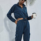 Bohemian Two-Piece Solid Color Crop Half Zip Top and Jogger Leisure Set
