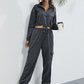 Bohemian Two-Piece Solid Color Crop Half Zip Top and Jogger Leisure Set