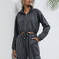 Bohemian Two-Piece Solid Color Crop Half Zip Top and Jogger Leisure Set