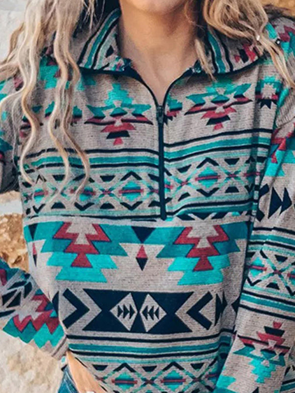 Aztec half deals zip pullover