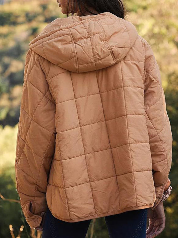 Bohemian Hooded Quilted Foldable Padded Pullover Long Sleeve Jacket