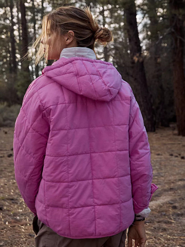 Bohemian Hooded Quilted Foldable Padded Pullover Long Sleeve Jacket