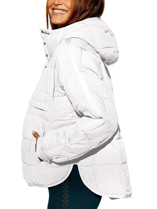 Bohemian Hooded Quilted Foldable Padded Pullover Long Sleeve Jacket