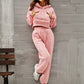 Bohemian Pink Crop Hoody and High Waist Sweat Pants Set