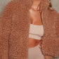 Bohemian Soft Plush Cropped Jacket Full Zip Jacket