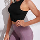 Solid Color Ribbed Racerback Crop Top
