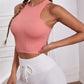 Solid Color Ribbed Racerback Crop Top