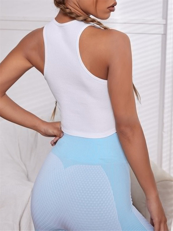 Solid Color Ribbed Racerback Crop Top